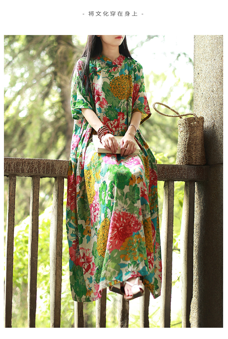 民族风连衣裙女夏2017新款宽松复古中国风中