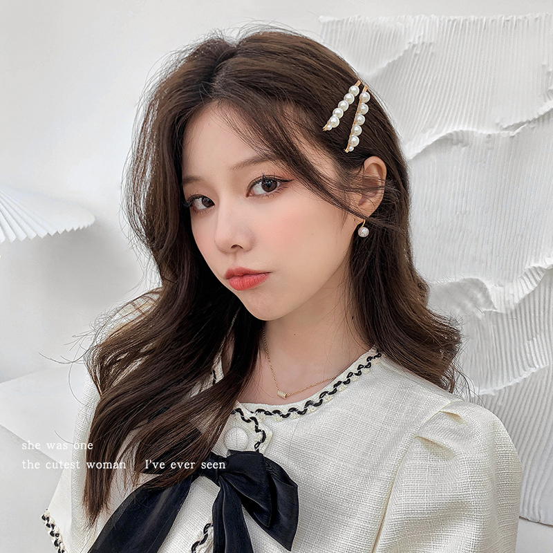 images 3:Pearl hair clip Liu Hai's forehead broken hair edge bb clip net red one-charged hairpin card 2021 new clip headdress images 3:Pearl hair clip Liu Hai's forehead broken hair edge bb clip net red one-charged hairpin card 2021 new clip headdress