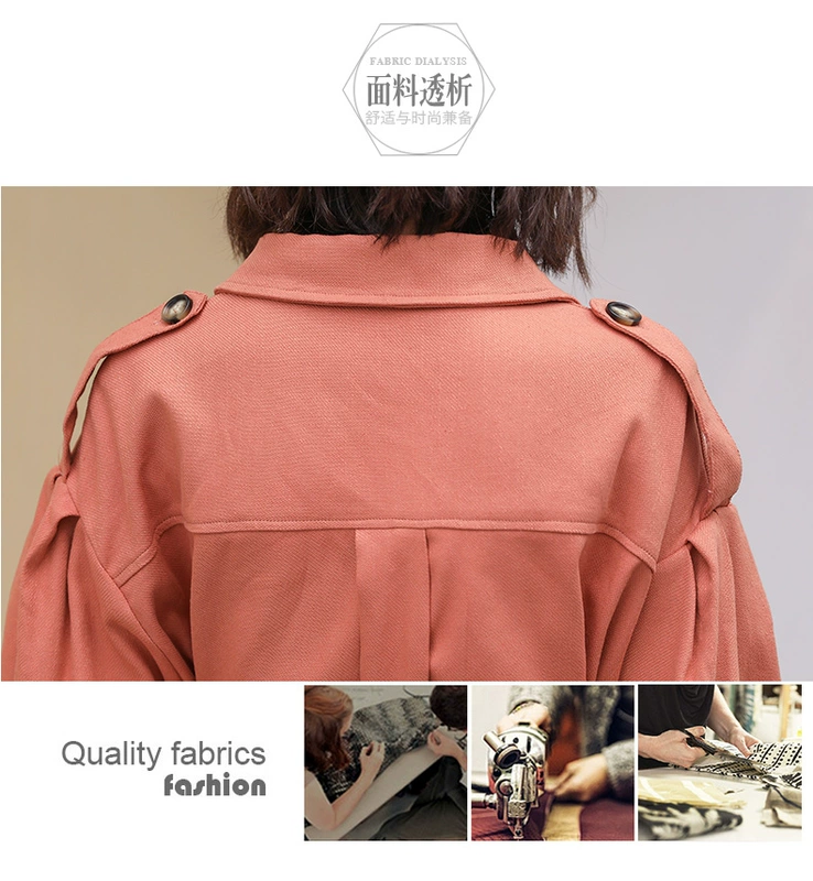 Shen Yidu Autumn 2021 phụ nữ mới mùa xuân và mùa thu mùa xuân và mùa thu trung thu áo khoác gió áo khoác ren dài 9905 - Trench Coat