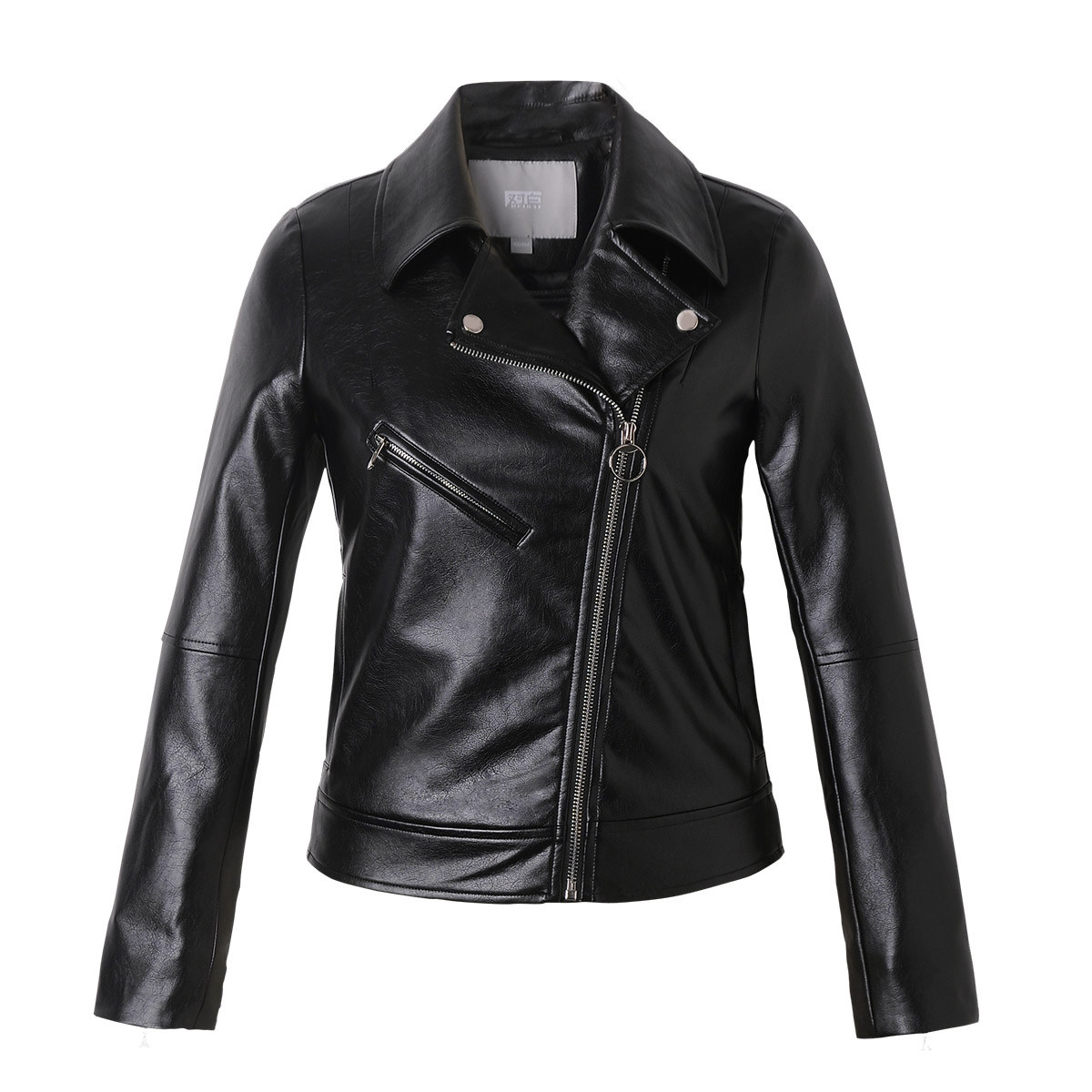 金属拉链黑色皮衣