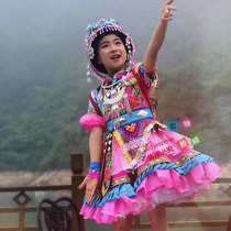 High-end custom happy Sunshine Qingjiang Little Amei dance costume Children Miao Tujia solo performance costume