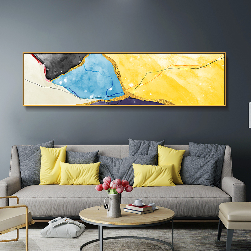 现代轻奢抽象装饰画客厅艺术油画壁画酒店房间卧室床头挂画横幅