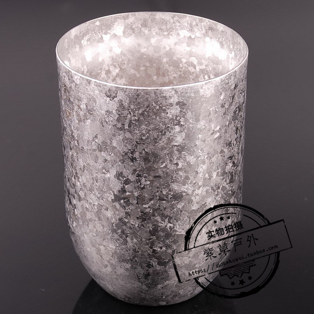 紫草户外horie日本手工钛杯titanium纯钛进口银色 双层保温保冷