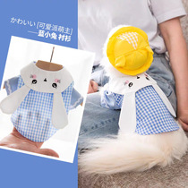 Dog clothesSmall dog rabbit shirt summer thin breathable Teddy cat lattice T-shirt Pet vest m