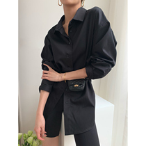 Black sex boyfriend shirt female design sense niche shirt bf wind loose profile high-end long-sleeved top
