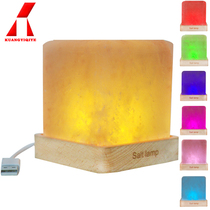 Crystal salt lamp Himalayan modern simple led wooden bedside lamp Creative night light usb table lamp gift