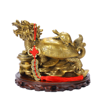 Pure Copper Dragon tortoise ornaments gossip money mother and son turtle office decorations Zhaocai town house evil prevention small