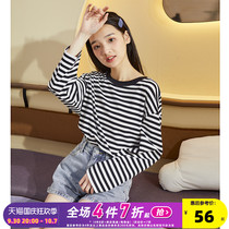 Tang Shi spring autumn new long-sleeved T-shirt womens loose niche thin tops college style design sense casual versatile