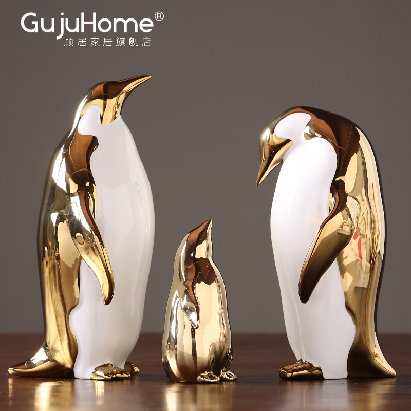 Boreal Europe style gold furnishing articles household ceramics penguins living room TV ark, wine cabinet office decoration