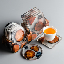 Pine coaster kung fu tea set pot tea tray Tea Sea insulation bottom support resin crafts creative tea set ornaments