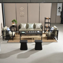 New Chinese sofa combination solid wood leather single living room high-grade commercial sofa homestay office custom furniture