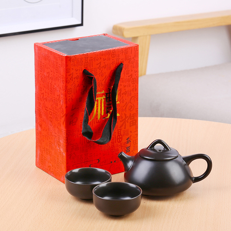 Travel ceramic tea set suit portable package a pot of two cups of kung fu tea set to crack the glass gifts custom LOGO