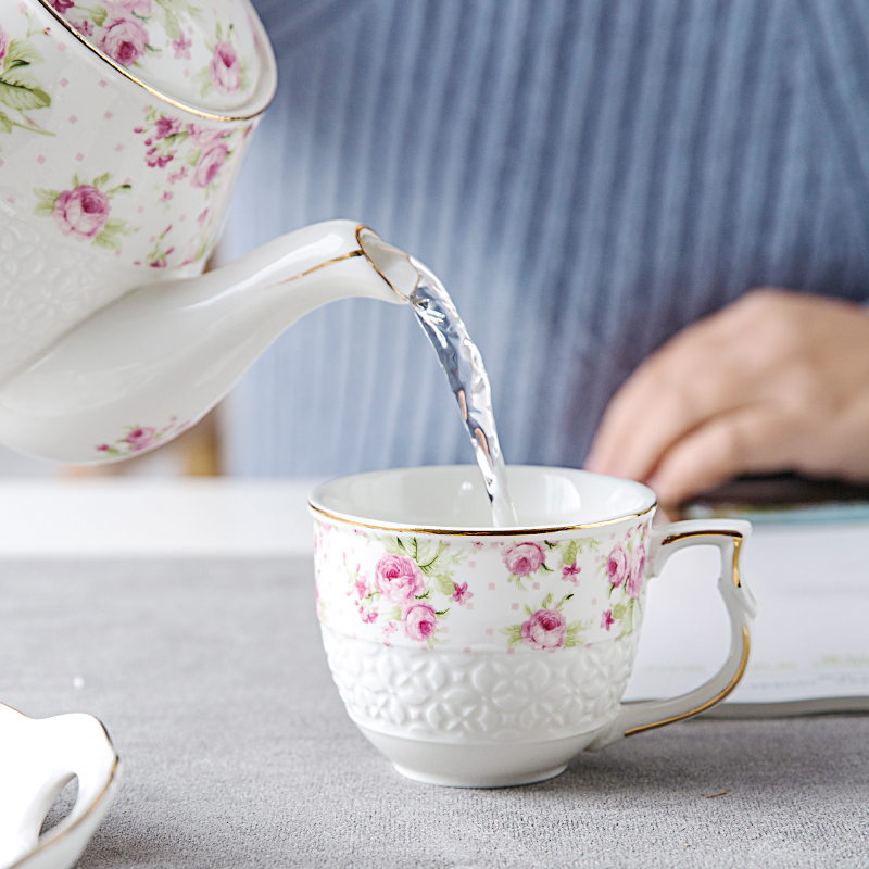 The Poly real scene of jingdezhen tea service suit visitor home sitting room wedding anniversary of a complete set of European glass ceramic teapot