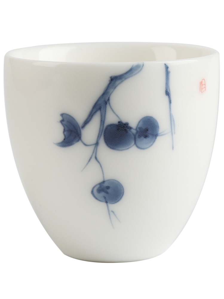 Poly real (white porcelain hand - made lotus masters cup a single scene of household ceramics kung fu tea tea sample tea cup