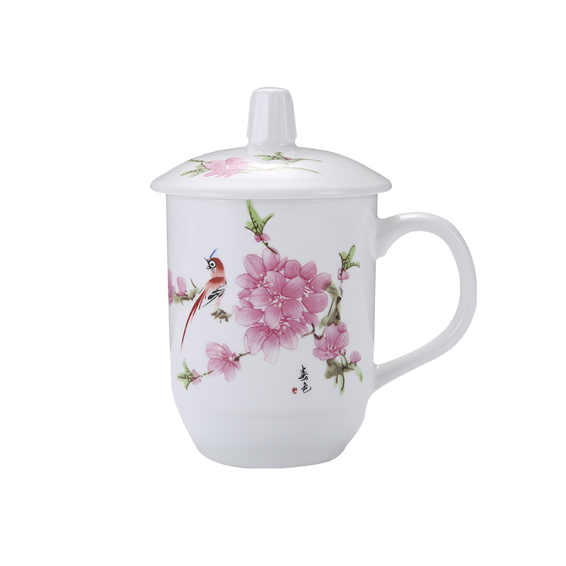 Jingdezhen ceramic cups with cover the domestic cup suit mark cup hotel and office glass cup