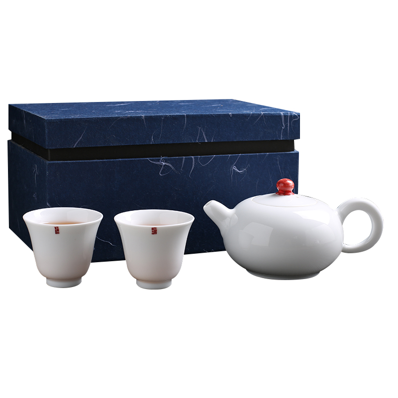 The Poly real scene of jingdezhen porcelain tea set a pot of two cups of ceramic crack cup portable travel tea set