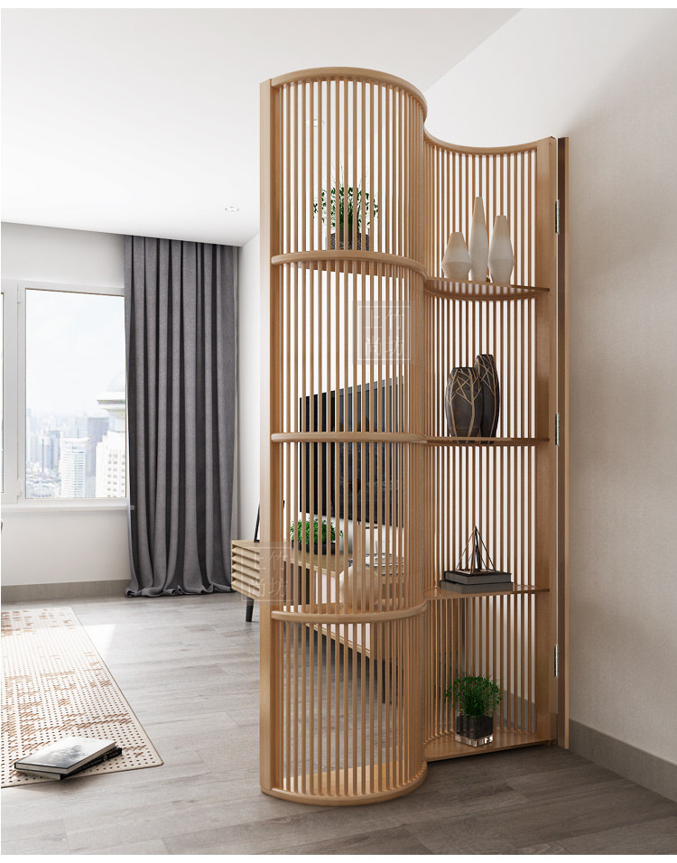 上竹尚坊北欧屏风隔断竹弧形屏风日式玄关客厅卫生间木质隔断餐厅