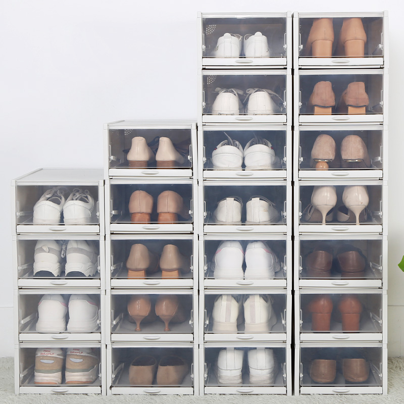 haixing transparent push-pull shoe box shoe cabinet ball shoe storage artifact plastic box drawer type household shoes storage box