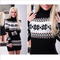 Autumn and winter long sleeved turtleneck sweater printing