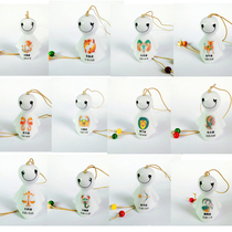 New twelve constellations ceramic wind chimes simple personality ethnic wind trumpet with hand sunny doll red bag hanging