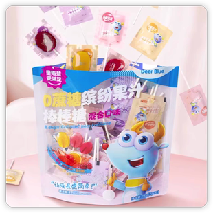 【小鹿蓝蓝_缤纷果汁棒棒糖】0蔗糖水果汁棒棒糖糖果儿童零食品牌