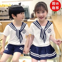 Kindergarten garden uniform summer dress big class graduation photo clothing Cotton College Navy style student uniform suit costume