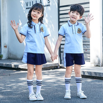 School uniform set primary school students first grade summer English style blue graduation photo class uniforms kindergarten uniforms summer clothes