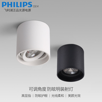 Ceiling surface mounted COB downlight angle-adjustable spotlight living room aisle TV background wall free opening Nordic lamp