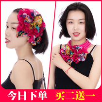 Silk scarf neck sleeve middle-aged female mother collar flower Han version haircut with decorative cover head neck scarf spring and autumn guard neck small scarf