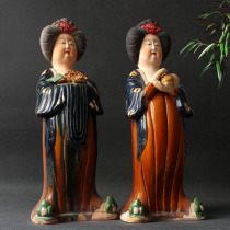 Tang Sancai female ornaments ceramic pottery figurines handmade retro fat girl TV cabinet porch bookshelf antique antique antique collection