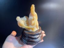 Authentic Indonesian gold field yellow pendulum piece Xizhis love goose boutique stone sculpted pure handmade collection of elegant green