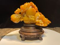 Northern Laos Tian Huang Pendulum Pieces Flower Basket Round Carved Boutique Shoushan Stone Original Stone Seal Quality Frozen Stone Seal Engraving