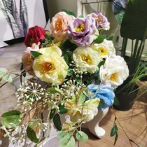 Simulation rose 3 Happy rose rose rose flower wedding flower arrangement Vase decoration desktop placement simulation flower