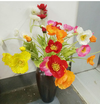 Emulated Yu Beauty Poppy Flowers Flocking Branches Leaves Highly Emulated Flower Vases Flower Vases Flower Flower Arrangement Flower Decoration Flowers