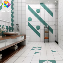 Nordic ins Dark green Macaron geometric 200 small tiles Bathroom wall tiles Bathroom non-slip floor tiles Kitchen tiles