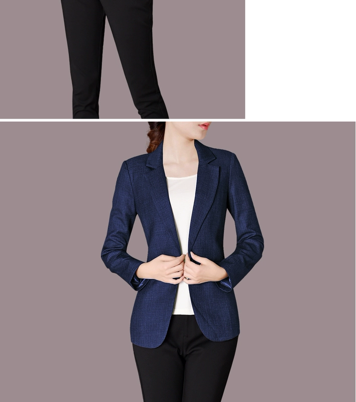 Mùa thu và mùa đông 2021 mặc màu xanh giản dị ngắn phù hợp với dài tay thời trang OL màu đặc biệt mỏng áo khoác ngắn của phụ nữ G39 - Áo khoác ngắn