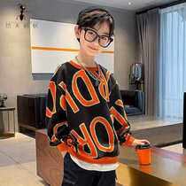 Boys spring and autumn 2021 new childrens long sleeve loose sweater foreign air fried street Korean leisure sports childrens clothing