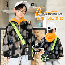 Boy denim jacket autumn children Plaid Korean version of the top child spring and autumn 2021 New Tide BB21381