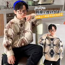 Spring and autumn imitation mink velvet boy round neck sweater winter knitwear base shirt warm children pullover BB20931