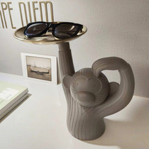 Vintage counter ornaments Spanish designer little monkey doll decorative storage plate Decorative plate Fruit storage plate