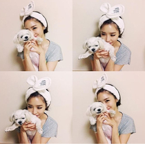 White rabbit ears three-dimensional hair band adult children white coral velvet cute letter hair set hair band