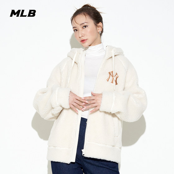 MLB official male and female couple imitating lambskin jackets Fashionable casual hooded jacket winter FDB02 MLB official male and female couple imitating lambskin jackets Fashionable casual hooded jacket winter FDB02