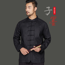 Chinese style Tang suit mens autumn New buckle coat Chinese standing collar slim national clothing