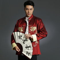 Chinese style Tang costume Young men Chinese retro tunic dress Mens costume festive national performance costume mens trend