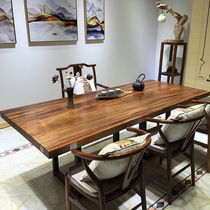 South American walnut solid wood board tea table log resin River desk tea table simple new Chinese style