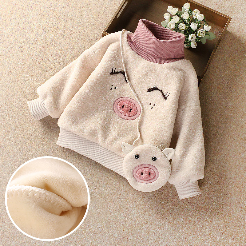 Girls plus jacket 2022 new girl baby warm tops in autumn and winter, children thicken high - collar blouse