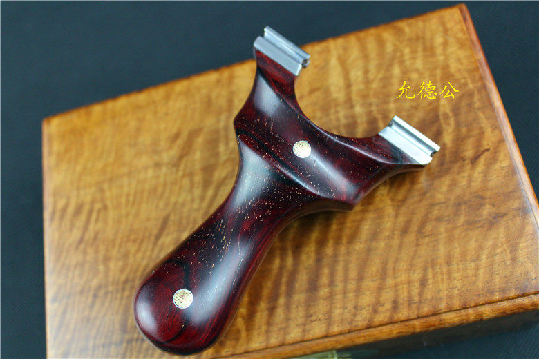 金星紫檀星光闪烁免绑钛合金tc21贴片扁皮筋弹弓 竞技把玩收藏弓