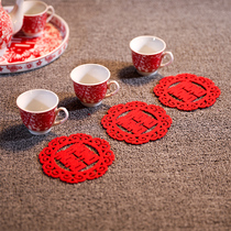 Wedding creative supplies Festive coaster plate pad newlywed decoration products round heart-shaped square big red Hi coaster plate pad