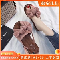 2021 summer new outing Joker flat bow flip-flops women fashion wear padded beach sandals