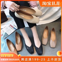 2021 spring new womens shoes square head single shoes women flat bottom flat heels set foot milk shoes simple versatile womens shoes